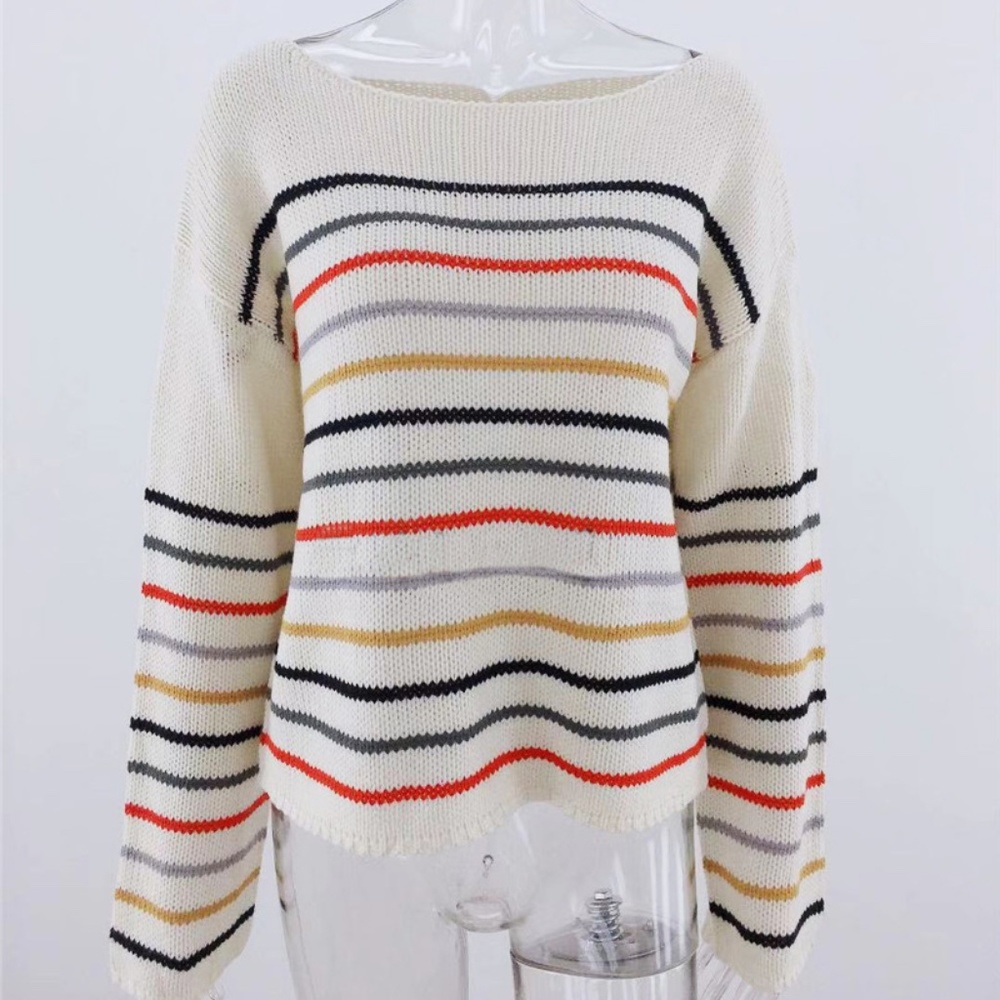 NWT Stripe Scoop Neck Knit Sweater - Picture 8 of 8